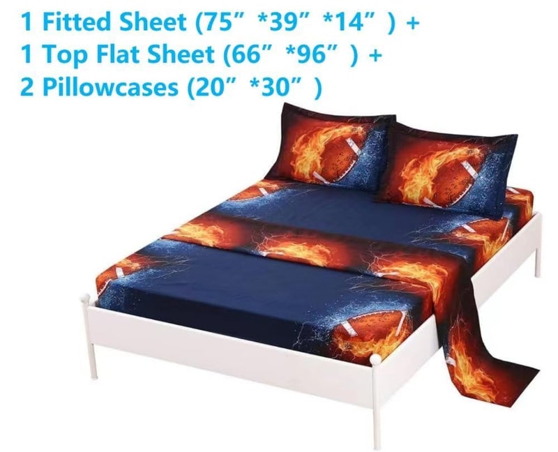SDIII 4PCS American Football Sheets Twin Set, Soft Microfiber Deep Pocket Sports Sheets Twin for Boys Girls Kids Teens All Season - Image 2